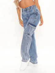 Y2K Denim Cargo Pants Loose Fit Vintage Style