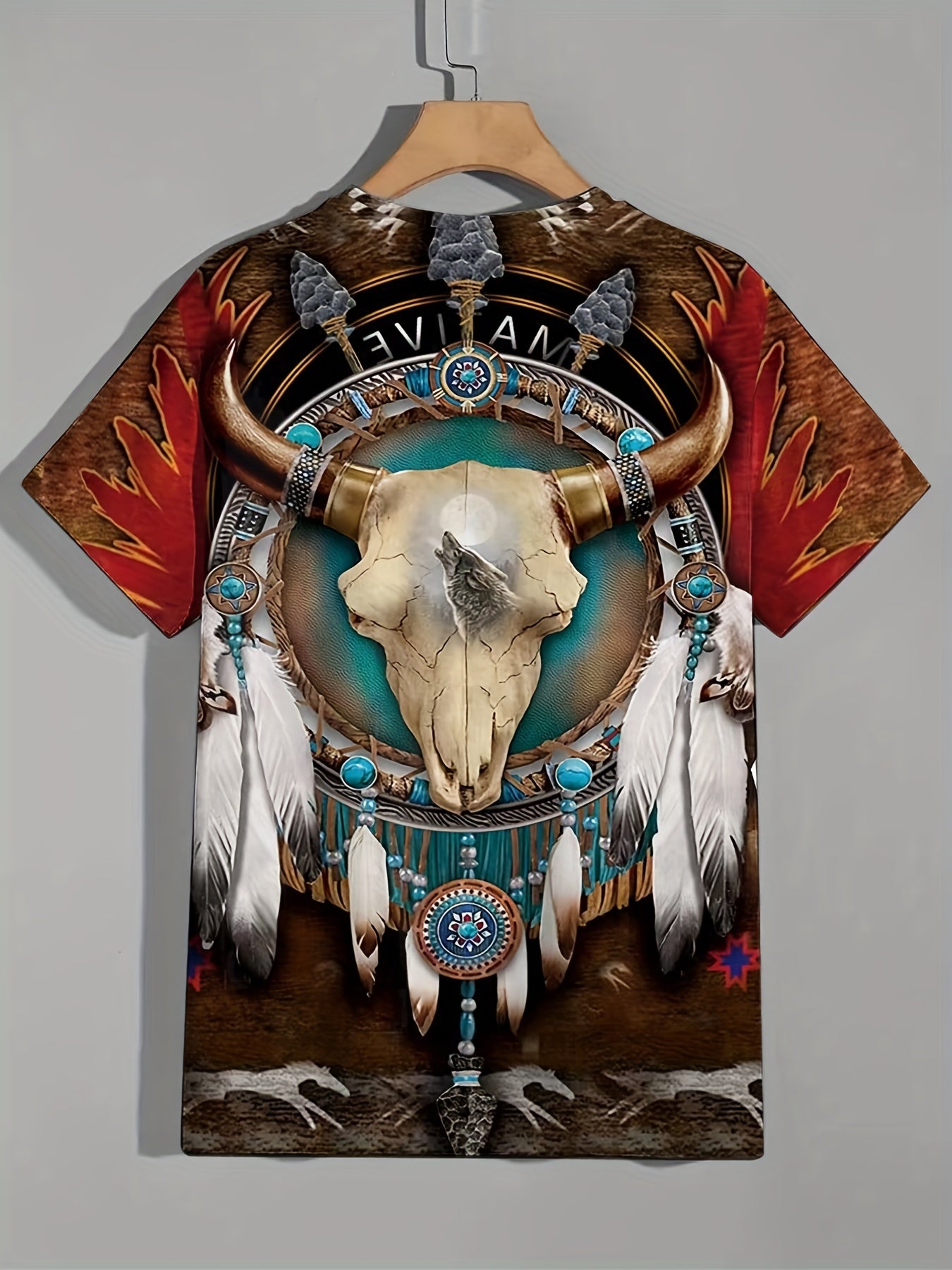 Men's Tribal Skull Graphic T shirt Active Breathable Tee