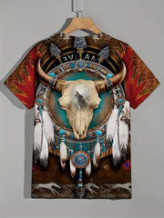Men's Tribal Skull Graphic T shirt Active Breathable Tee