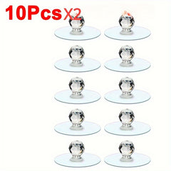 20pcs Adhesive Door Knobs Transparent Cabinet Drawer Handles Hooks