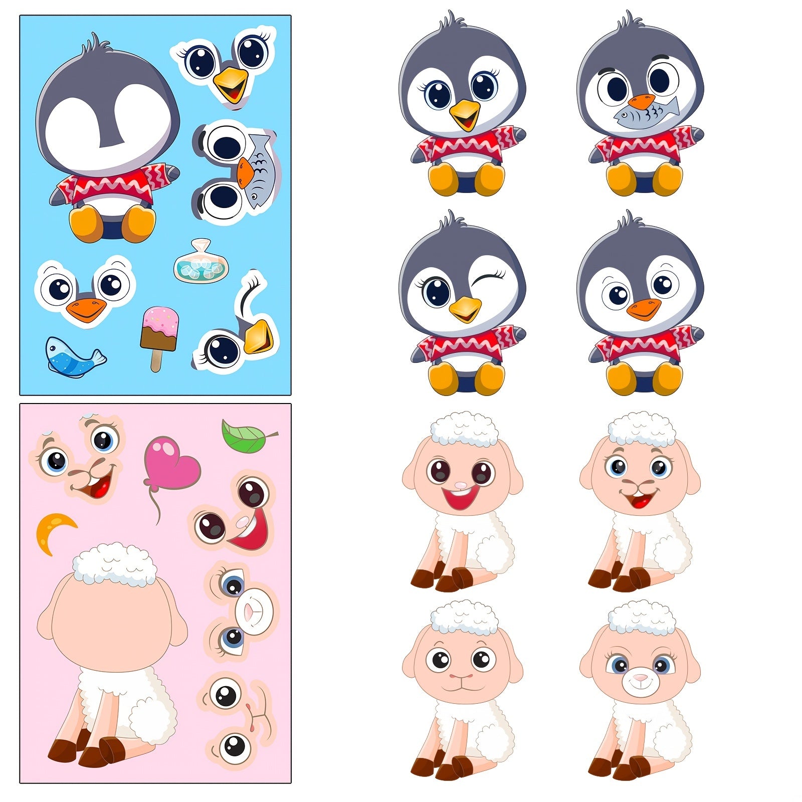 6pcs Animals Face Puzzle Stickers Educational Toys