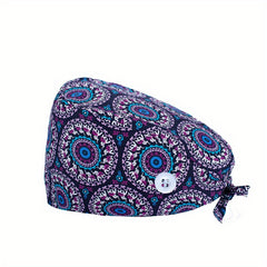 Cartoon Animal Print Scrub Cap Adjustable Nurse Hats Working Hat