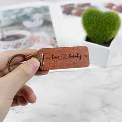 Rosewood Keychain Metal Leather Clasp