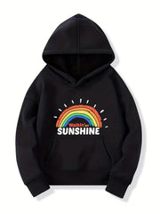 Sunshine Rainbow Graphic Girls' Casual Long Sleeve Hoodie Sweatshirt