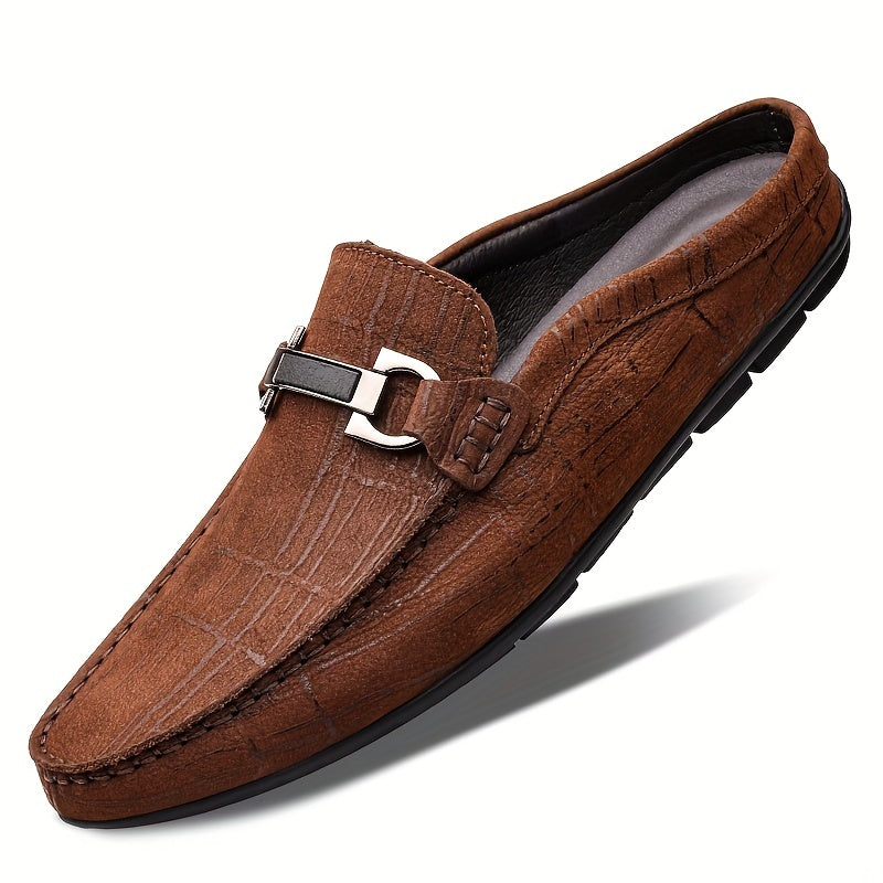 Men's Metallic Moc Toe Slip on Mules Casual Walking Slippers