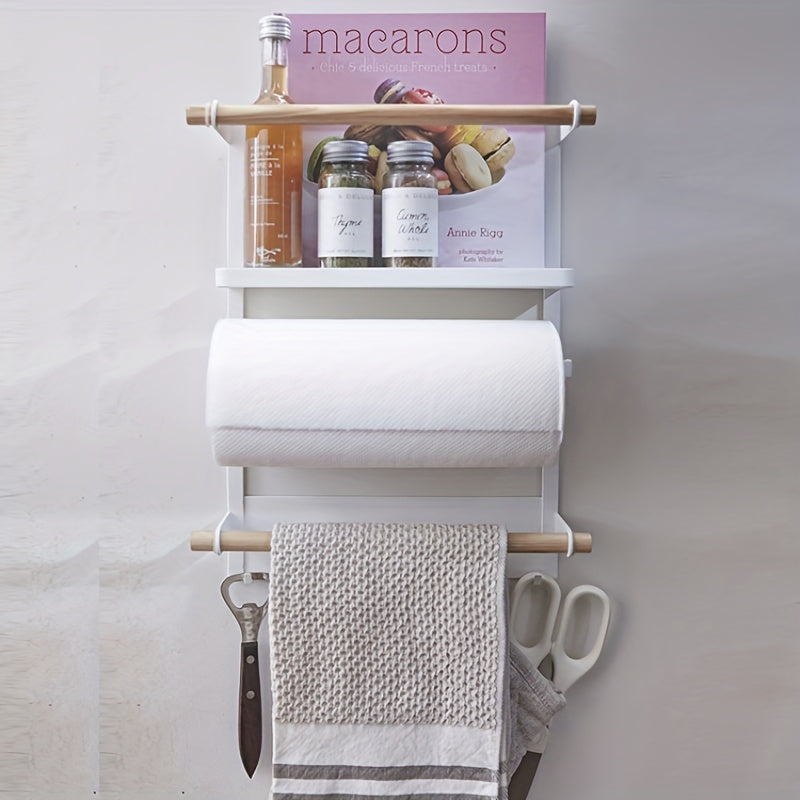 Magnetic Spice Rack with Paper Towel Holder Kitchen Storage