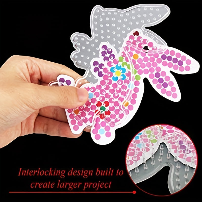 15pcs Animal Series Fuse Beads Boards with Colorful Cards, DIY Crafts