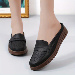 Women's Hollow Out Flat Mules Soft Sole Closed Toe Non Slip Shoes
