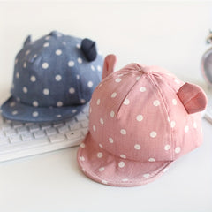 Kids Polka Dot Bear Ear Baseball Cap Sun Protection Hat
