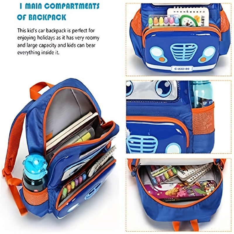 Kids Cartoon Bus Backpack Casual School Bag Travel Bag