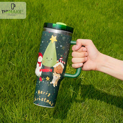 Christmas Pattern Water Bottle 40 Oz Stainless Steel Insulated Cup
