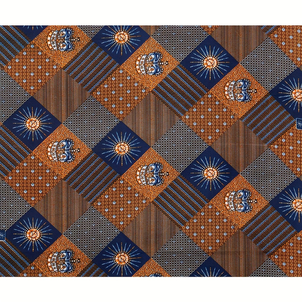 African Wax Dye Fabric Polyester Material Geometric Pattern 3 Yards 6 Yards