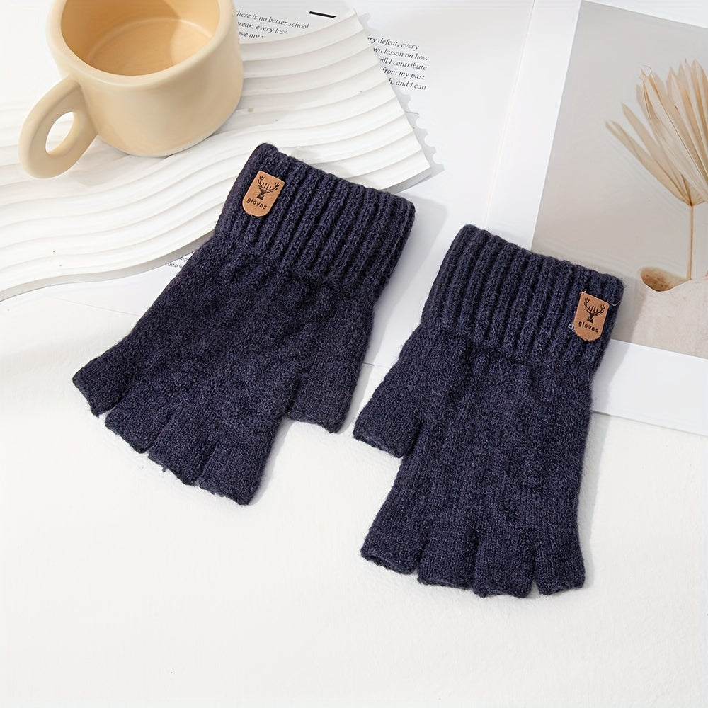 Alpaca Warm Half Finger Gloves Plus Velvet Surface for Autumn/Winter
