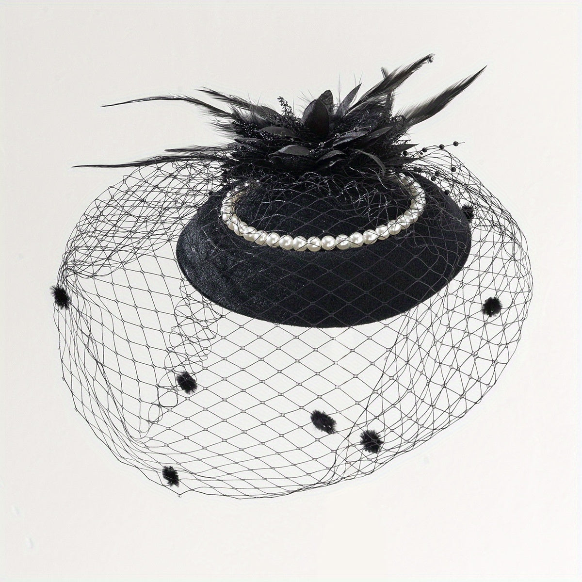 Feather Mesh Veil Fascinators Pillbox Hat 20s Vintage Tea Party Fascinator