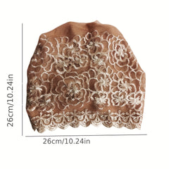 Vintage Embroidered Lace Turban Cap Double Layer Head Wrap