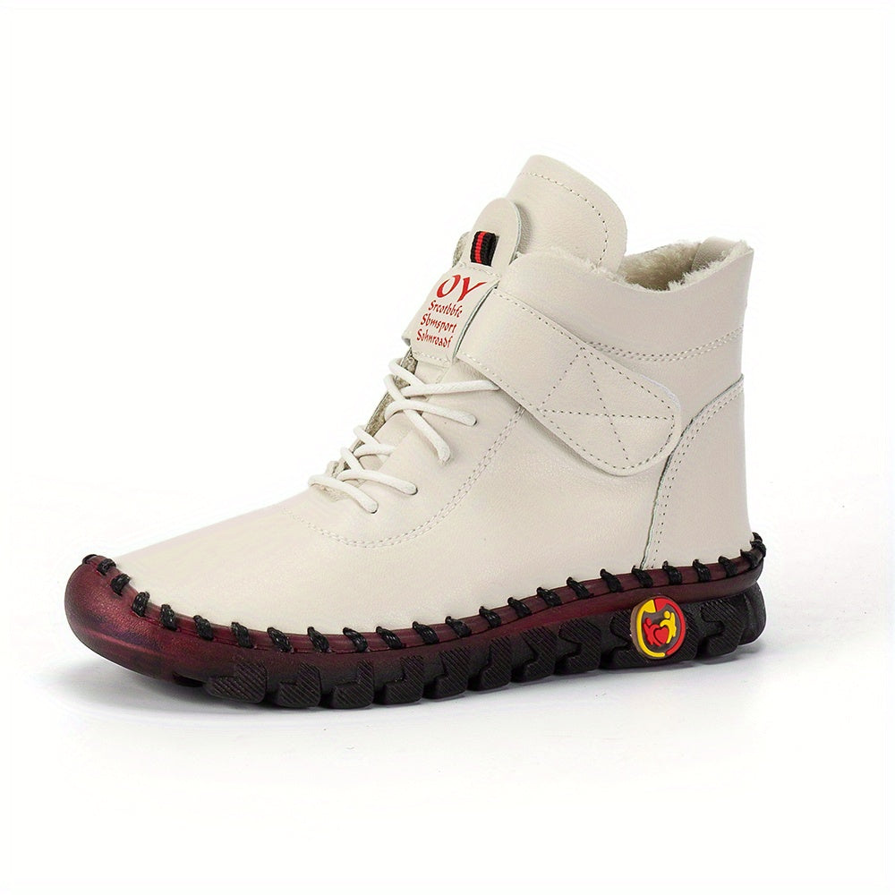 Women's High Top Hook & Loop Ankle Boots Soft Sole Flat Shoes