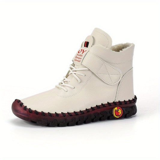 Women's High Top Hook & Loop Ankle Boots Soft Sole Flat Shoes