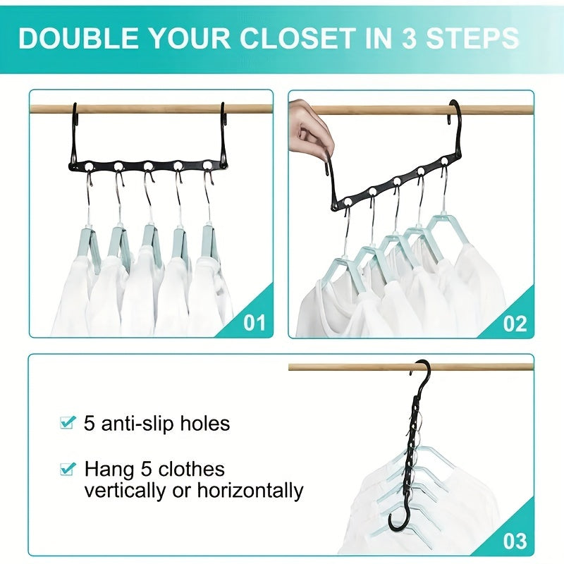5pcs Plastic Hangers 5 Hole Magic Clothes Hanger For Clothes Storage