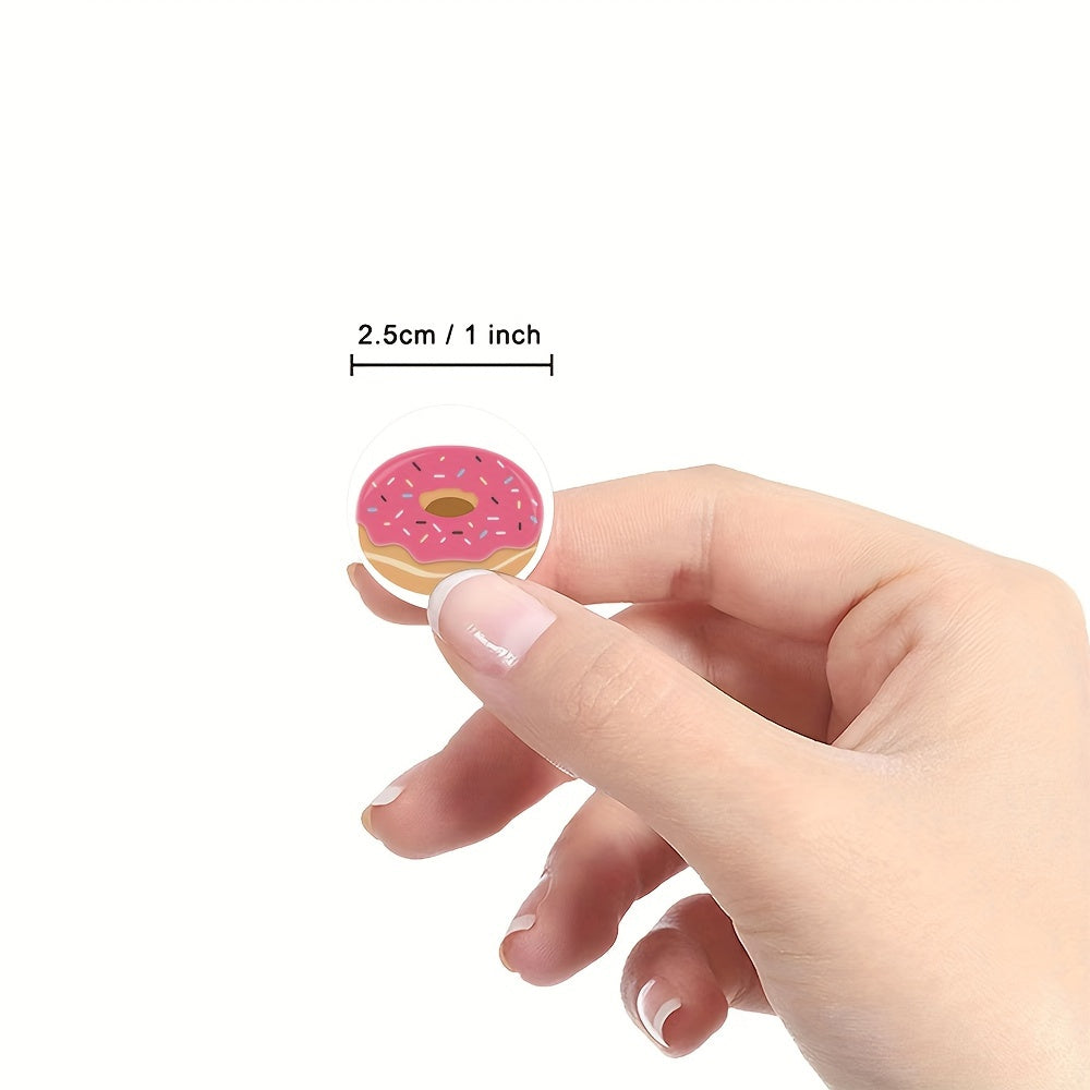 500pcs 2 1in Cartoon Donut Label Sticker 8 Styles Gift Wrapping Decoration