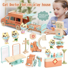 Cat Doctor Nursing Pet Toy Set - Educational DIY Puzzle Hospital & Ambulance Toy