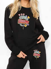 Slogan Print Pajama Set
