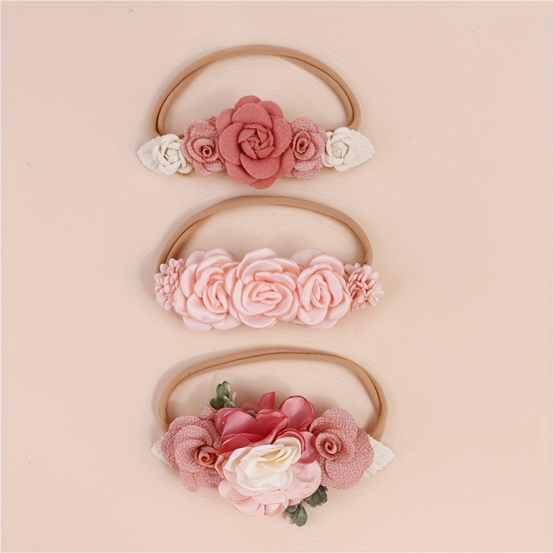 3 Pcs Cute Flower Hairbands for Baby Girls Infants Toddlers