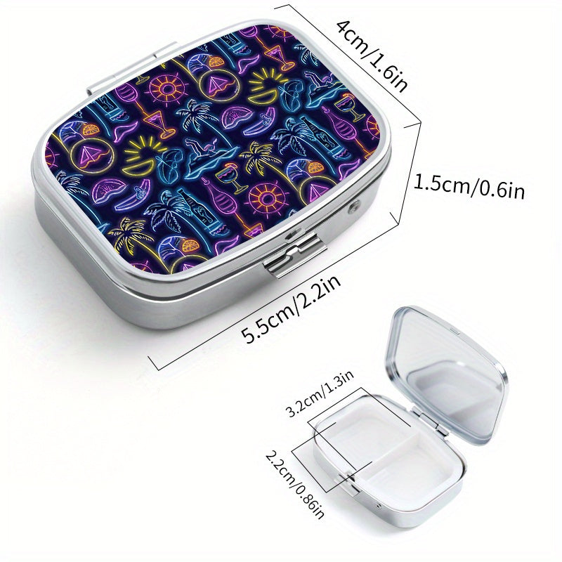 Neon Square Medicine Box Two Compartment Pill Box