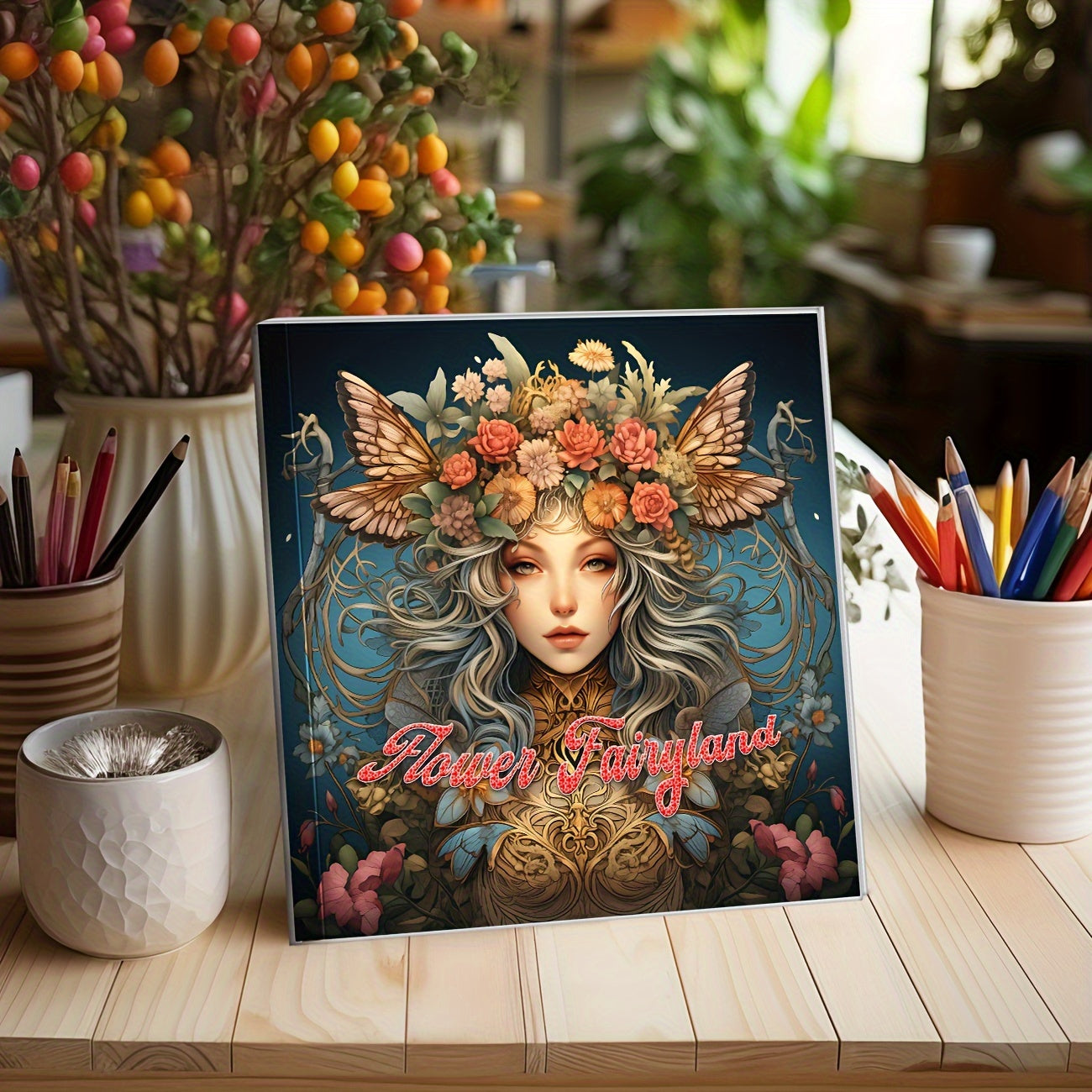Flower Nymphs Coloring Book Relax Art & Craft Gift Teens Adults 19 x 19 25 Pages