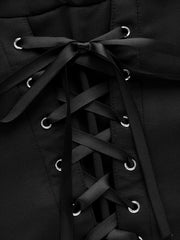 Gothic Drawstring Hooded Slim Bodysuit