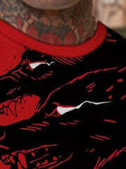 Men's Wolf Print T-shirt & Shorts Set for Outdoor