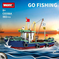 WOMA Fishing Boat Building Blocks Set Educational Toy for Kids