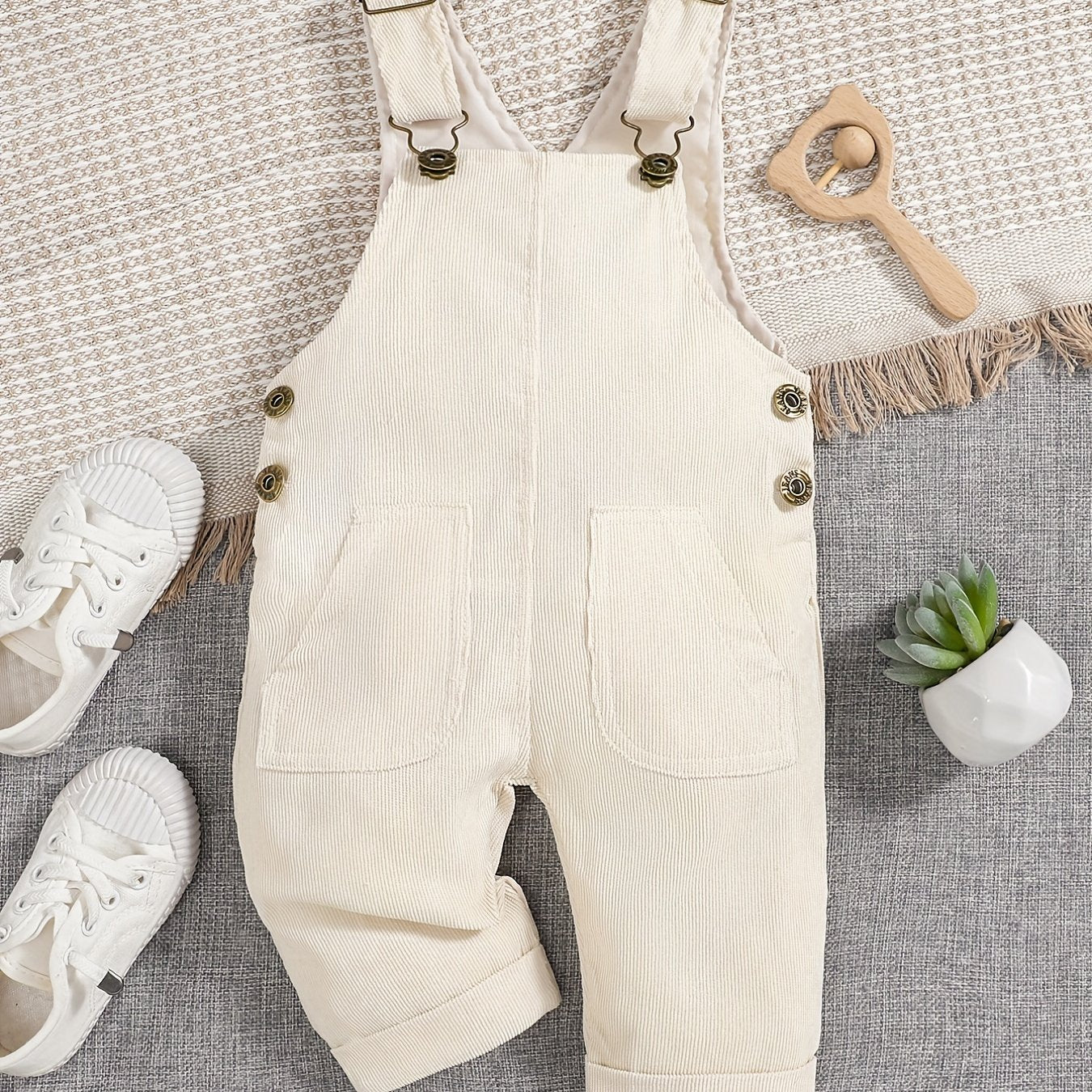 Newborn Baby Girl Overall Dress Plain Adjustable Strap Pocket Suspender Dress