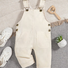 Newborn Baby Girl Overall Dress Plain Adjustable Strap Pocket Suspender Dress
