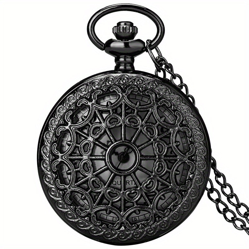 Vintage Bronze Spider Web Pocket Watch Student Retro Chain
