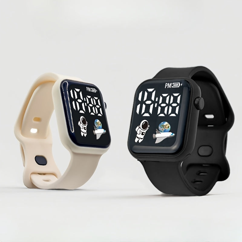 4pcs Teenage Style Luminous Analog Clock Button PVC Strap Watches