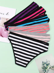 6 Pcs Striped Bow Tie Briefs Comfy Stretchy Intimates Panties