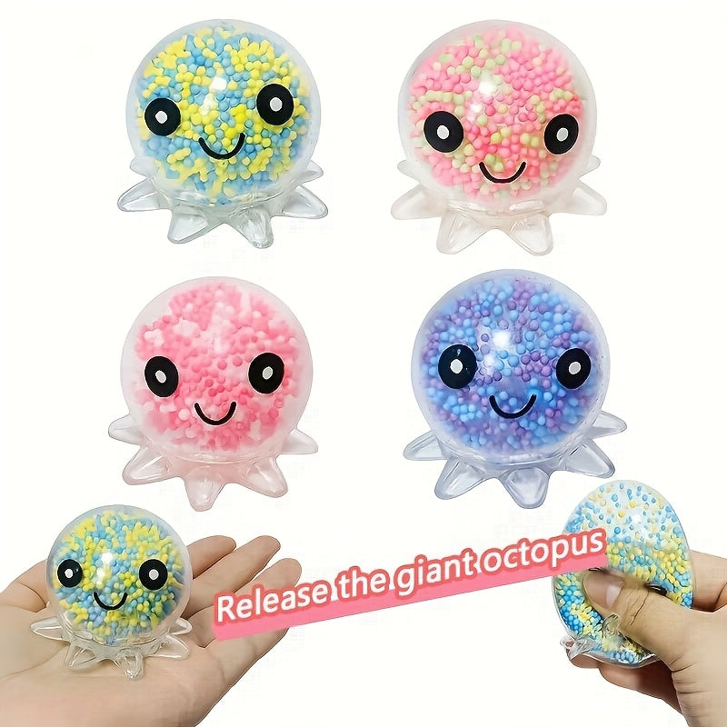 Octopus Sensory Ball Squeeze Toy with Colorful Beads for Kids & Adults