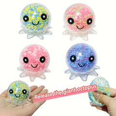Octopus Sensory Ball Squeeze Toy with Colorful Beads for Kids & Adults
