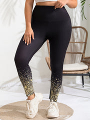 Women's Plus Glitter Print High Waisted Slight Stretch Leggings