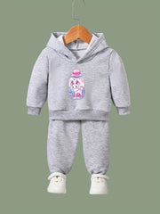 Magic Reindeer Bottle Print Hoodies Pants Set for Kids