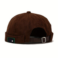Retro Nylon Brimless Hats Solid Striped Beanie Cap