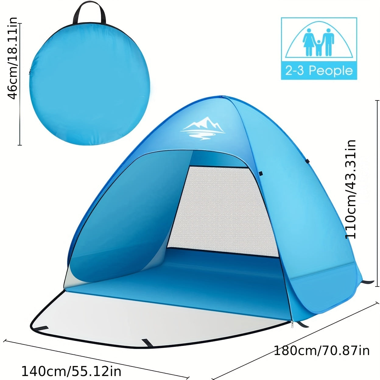 Large Pop Up Beach Tent UV Protection Lightweight Portable Tent