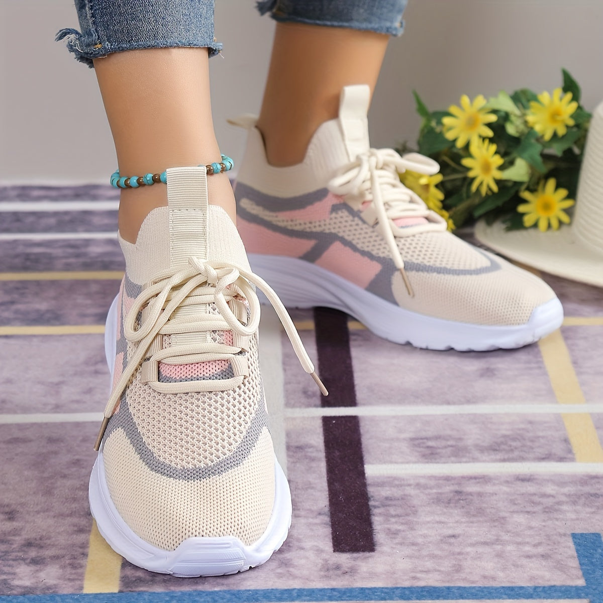 Mesh Breathable Low Top Sneakers Comfortable Running Shoes