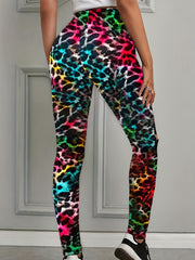 Colorful Leopard Leggings Sexy Lace High Waist Slim Long Length Leggings