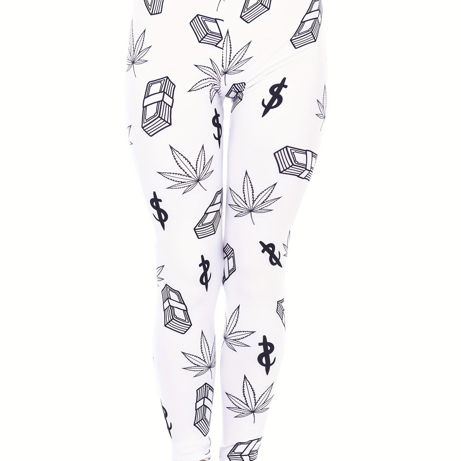 Money Print Skinny Leggings Casual Stretchy Women's Clothing