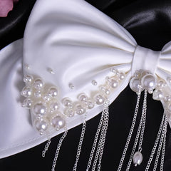 Bridal Hair Bow Veil Bachelorette Party Faux Pearl Hair Clip Wedding Veil