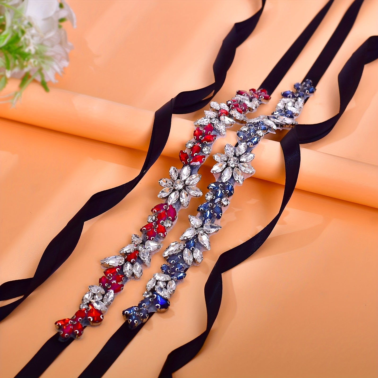 Sparkling Gemstone Ribbon Wedding Sash