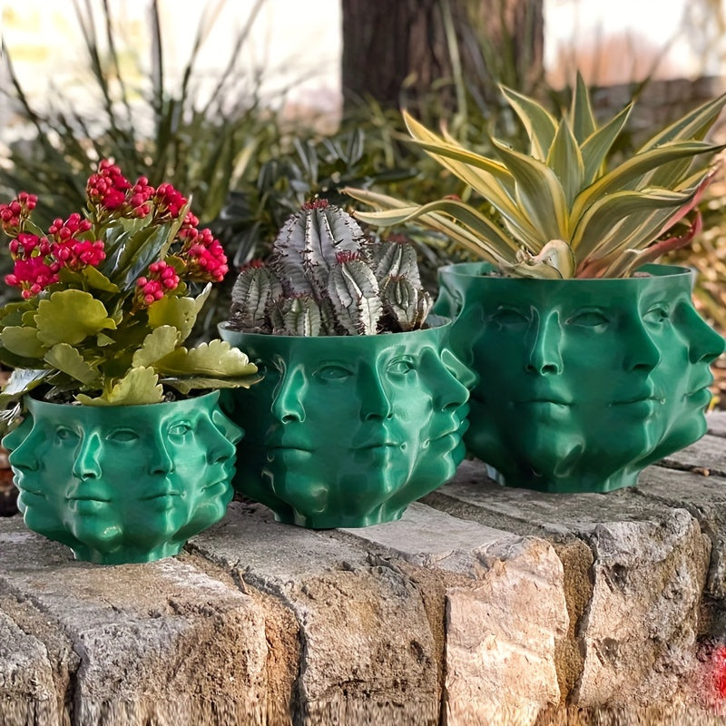 Abstract Faceted Planter Pot Head Succulent Pot