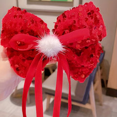 Red Velvet Bow Hair Clip Pentagram Ribbon Hairpin