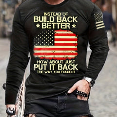 American Flag & Letter 3D Digital Pattern Print Men's Graphic T shirt